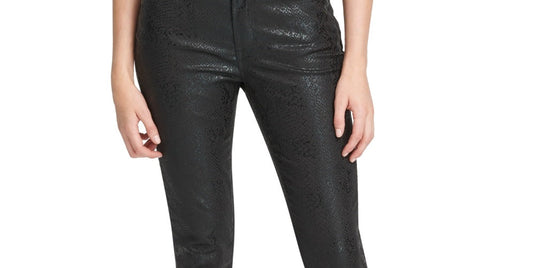 DKNY Women's Coated Snake Embossed Everywhere Skinny Jeans Black Size 25