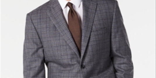 Michael Kors Men's Classic Fit Airsoft Stretch Plaid Suit Jacket Gray Size 48
