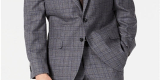 Michael Kors Men's Classic Fit Airsoft Stretch Plaid Suit Jacket Gray Size 48