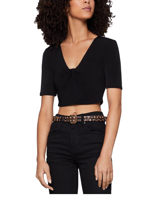 BCBGeneration Women's Ruched Crop Top Black Size X-Small