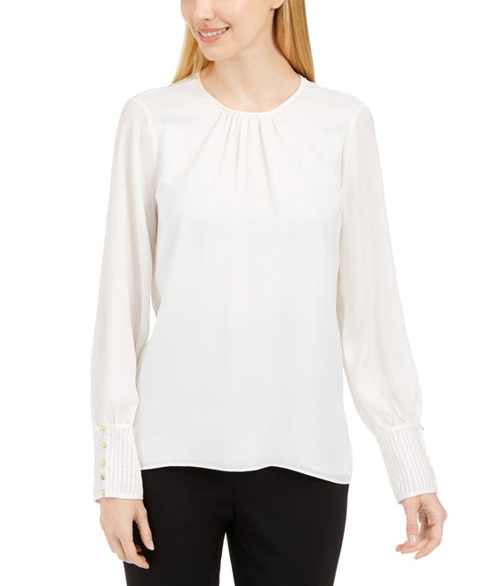 Calvin Klein Women's Woven Top White Size Small