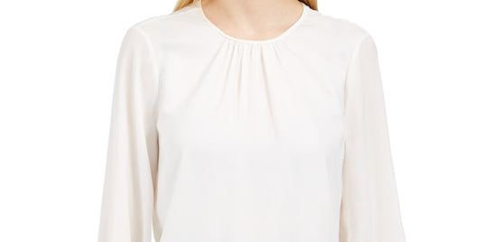 Calvin Klein Women's Woven Top White Size Small