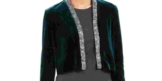 Calvin Klein Women's Velvet Rhinestone Shrug Blue Size Small