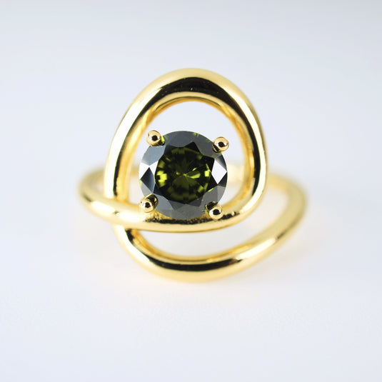 Swirl Olive Green Ring