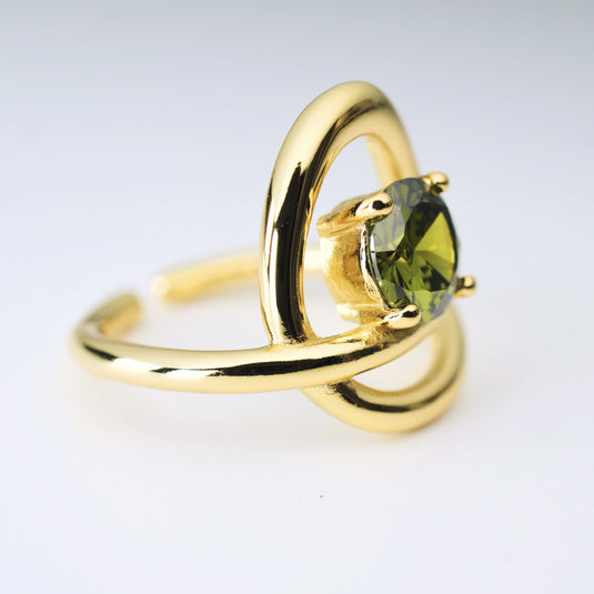 Swirl Olive Green Ring