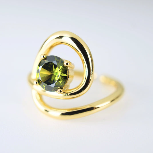 Swirl Olive Green Ring