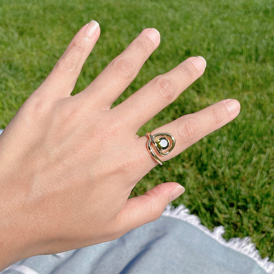 Swirl Olive Green Ring