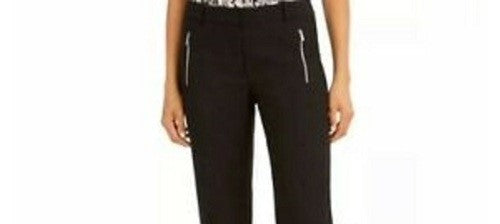 Calvin Klein Women's Zipper Pocket Cropped Twill Pants Black Size 8