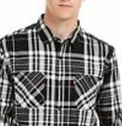 Levi's Men's Malden Plaid Shirt Dark Gray Size Medium