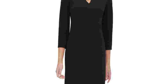 Tommy Hilfiger Women's Grommet-Neck Shift Dress Black Size 6