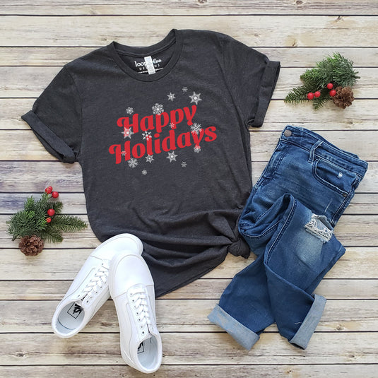 HAPPY HOLIDAYS SNOWFLAKES TEE