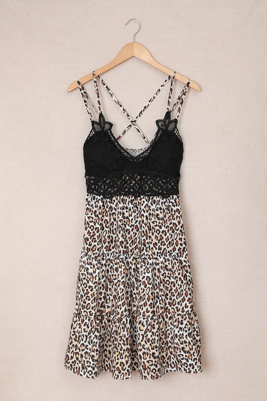 Cross Back Leopard Lace Dress