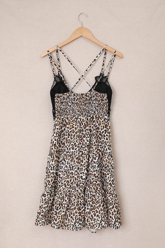 Cross Back Leopard Lace Dress