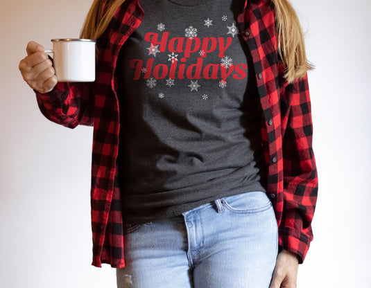 HAPPY HOLIDAYS SNOWFLAKES TEE