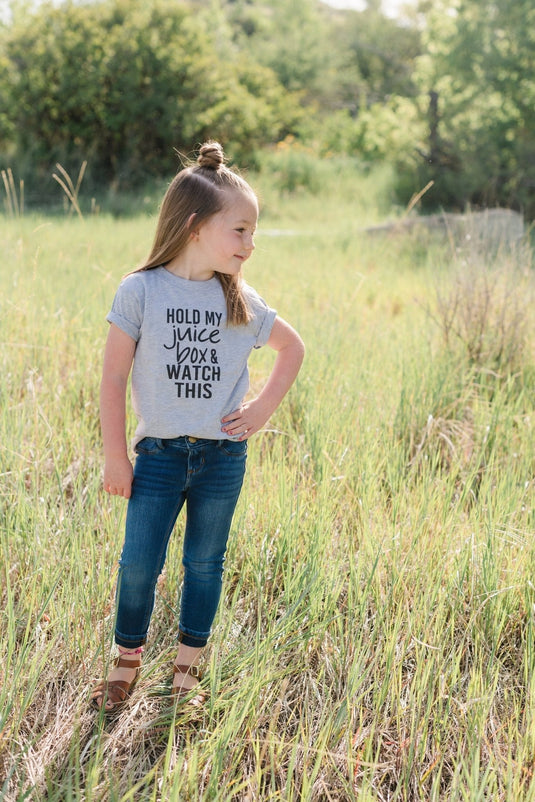 Funny Toddler Tshirt, Hold My Juice Box and Watch This Kids Shirt