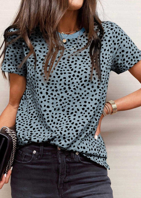 Short Sleeve Spotted Tee T Shirt Top