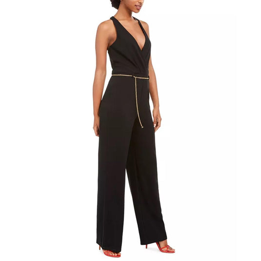 As U Wish Junior's Jumpsuit With Chain Belt Black