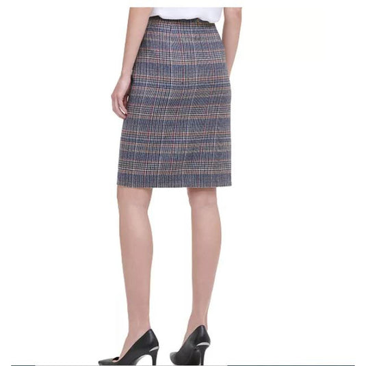 Calvin Klein Women's Plaid Tweed Pencil Skirt Brown Size 4