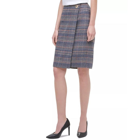 Calvin Klein Women's Plaid Tweed Pencil Skirt Brown Size 4