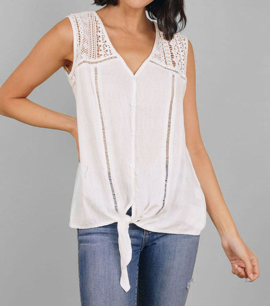 Lace Back Sleeveless Top