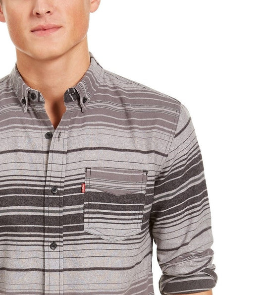 Levi's Men's Avalon Striped Flannel Shirt Gray - Size Extra Large