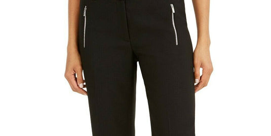 Calvin Klein Women's Zipper-Pocket Cropped Twill Pants Black Size 14