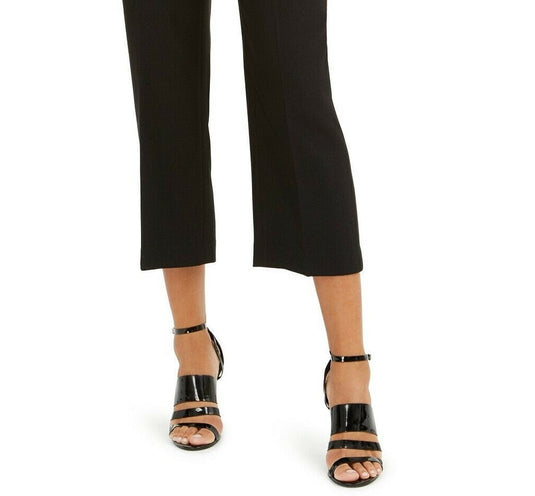 Calvin Klein Women's Zipper-Pocket Cropped Twill Pants Black Size 14