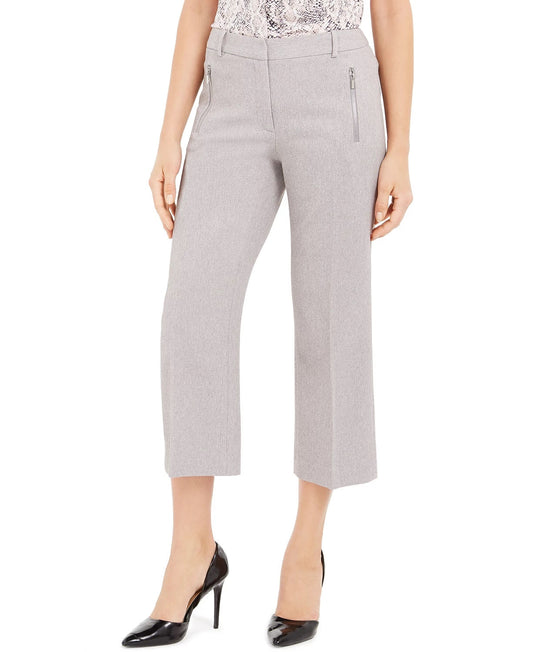 Calvin Klein Women's Zipper-Pocket Cropped Twill Pants Gray Size 0