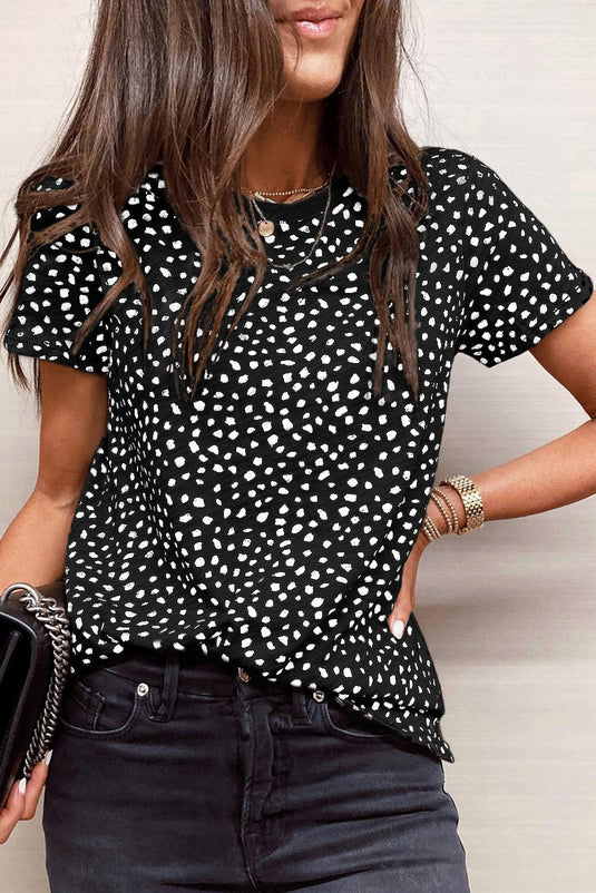 Short Sleeve Spotted Tee T Shirt Top