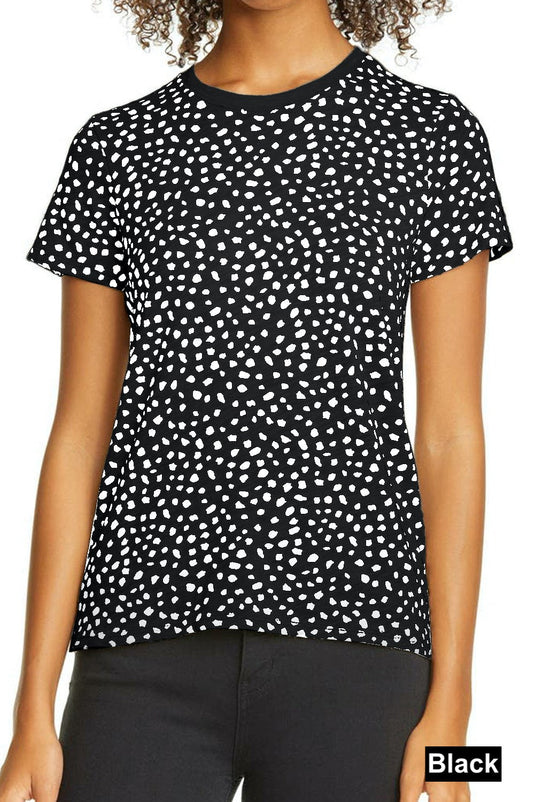 Short Sleeve Spotted Tee T Shirt Top