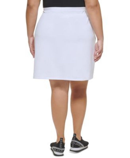 DKNY Women's Drawstring Logo Skirt White Size 2X