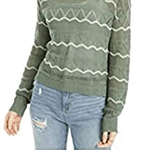 Ultra Flirt Juniors' Pointelle-Knit Hoodie Sweater -Green  Size X-Large