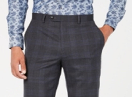 Sean John Men's Classic Fit Stretch Plaid Suit Pants Gray Size 30X30