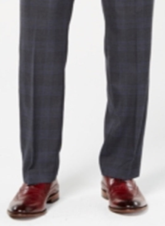 Sean John Men's Classic Fit Stretch Plaid Suit Pants Gray Size 30X30