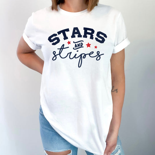 STARS & STRIPES BLOCK & SCRIPT TEE