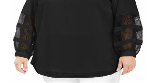 Calvin Klein Women's Sleeves Crew Neck Blouse Black Size 1XL