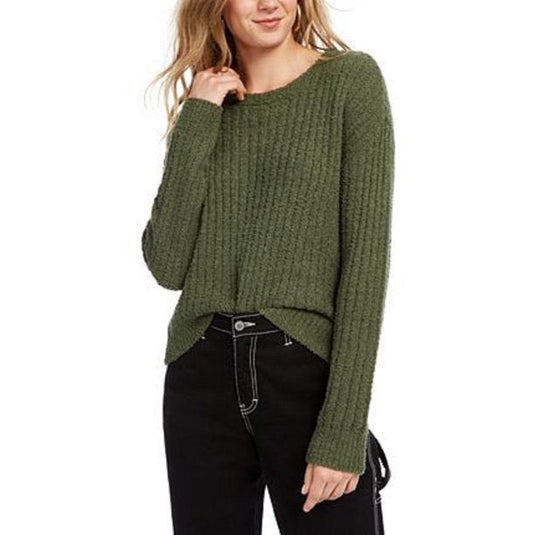 Crave Fame Juniors' Ribbed Cropped Sweater Green Size Extra Large