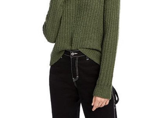 Crave Fame Juniors' Ribbed Cropped Sweater Green Size Extra Large