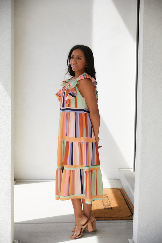 Multi Hue Midi Dress