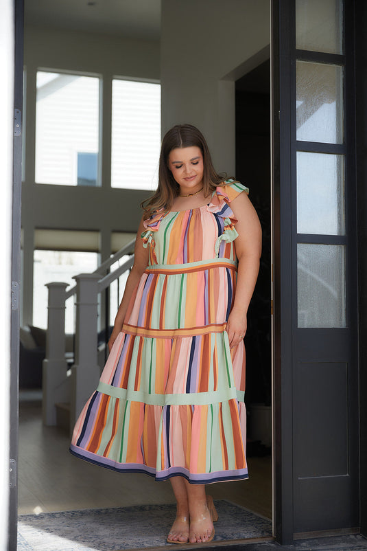 Multi Hue Midi Dress